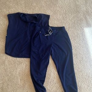Figs navy scrubs Rafaela top jogger pants